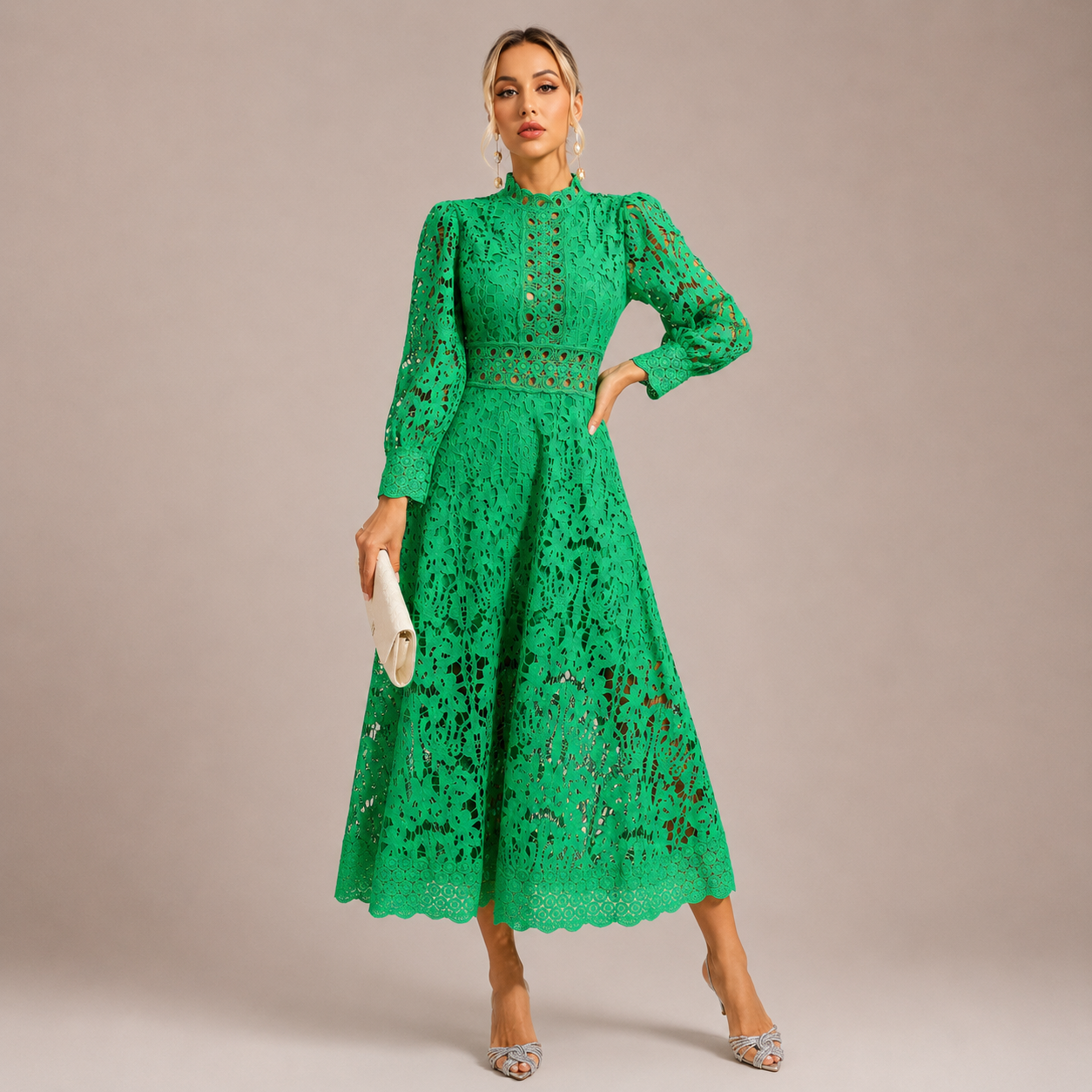 Aurora Abito Midi in Pizzo Elegante