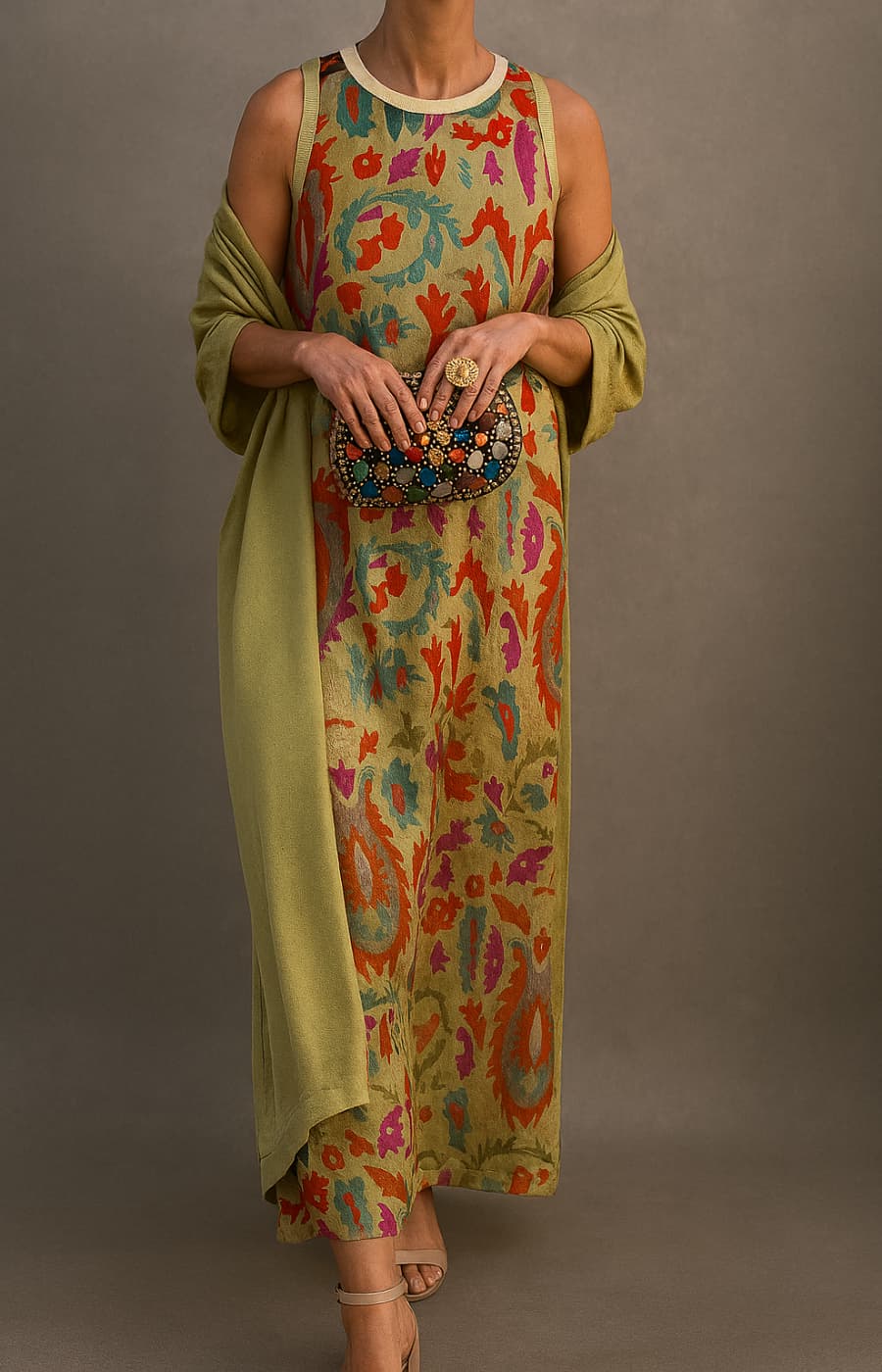 Élina Abito Lungo con Cardigan Coordinato