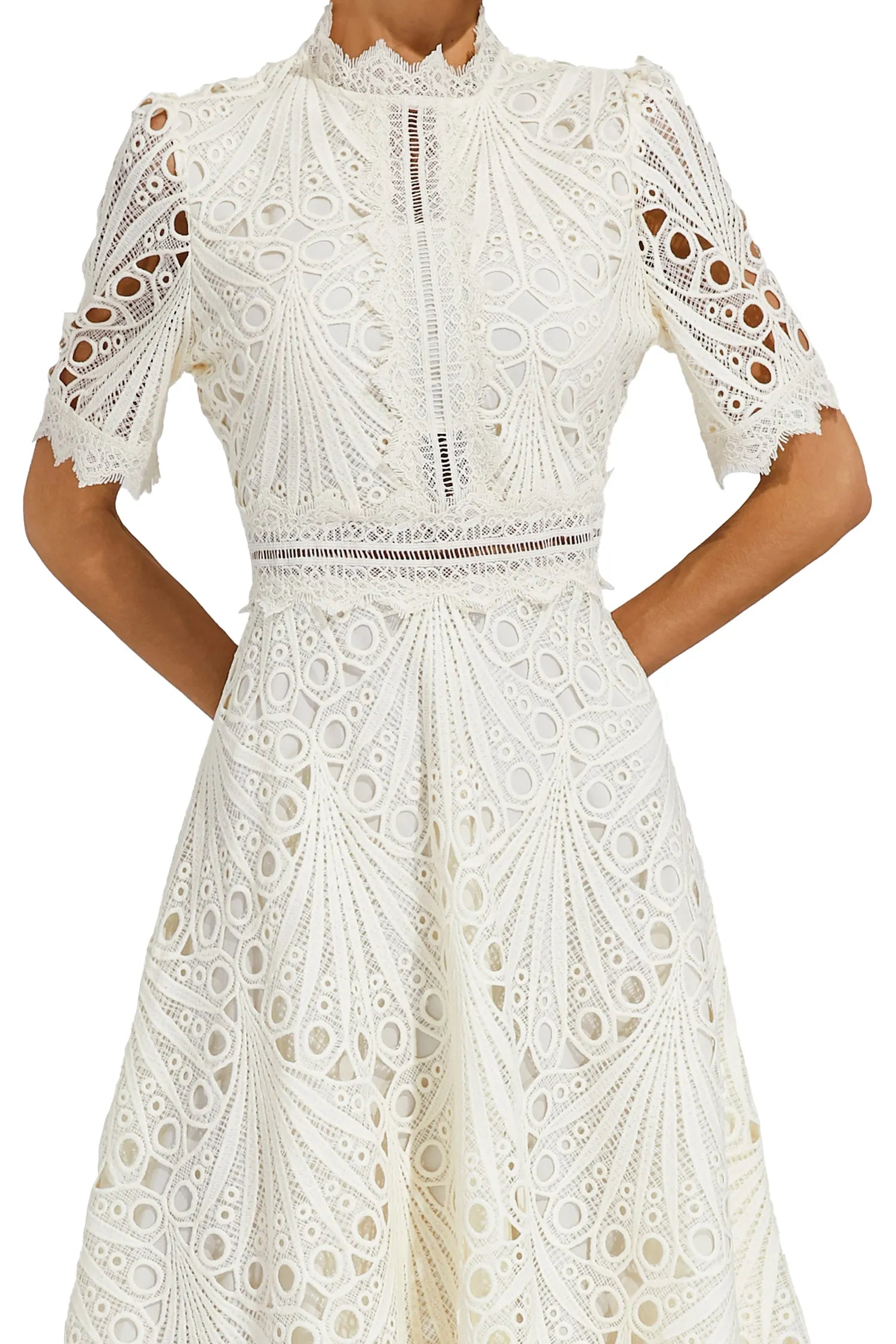 Sofia Abito Midi in Pizzo Romantico wit