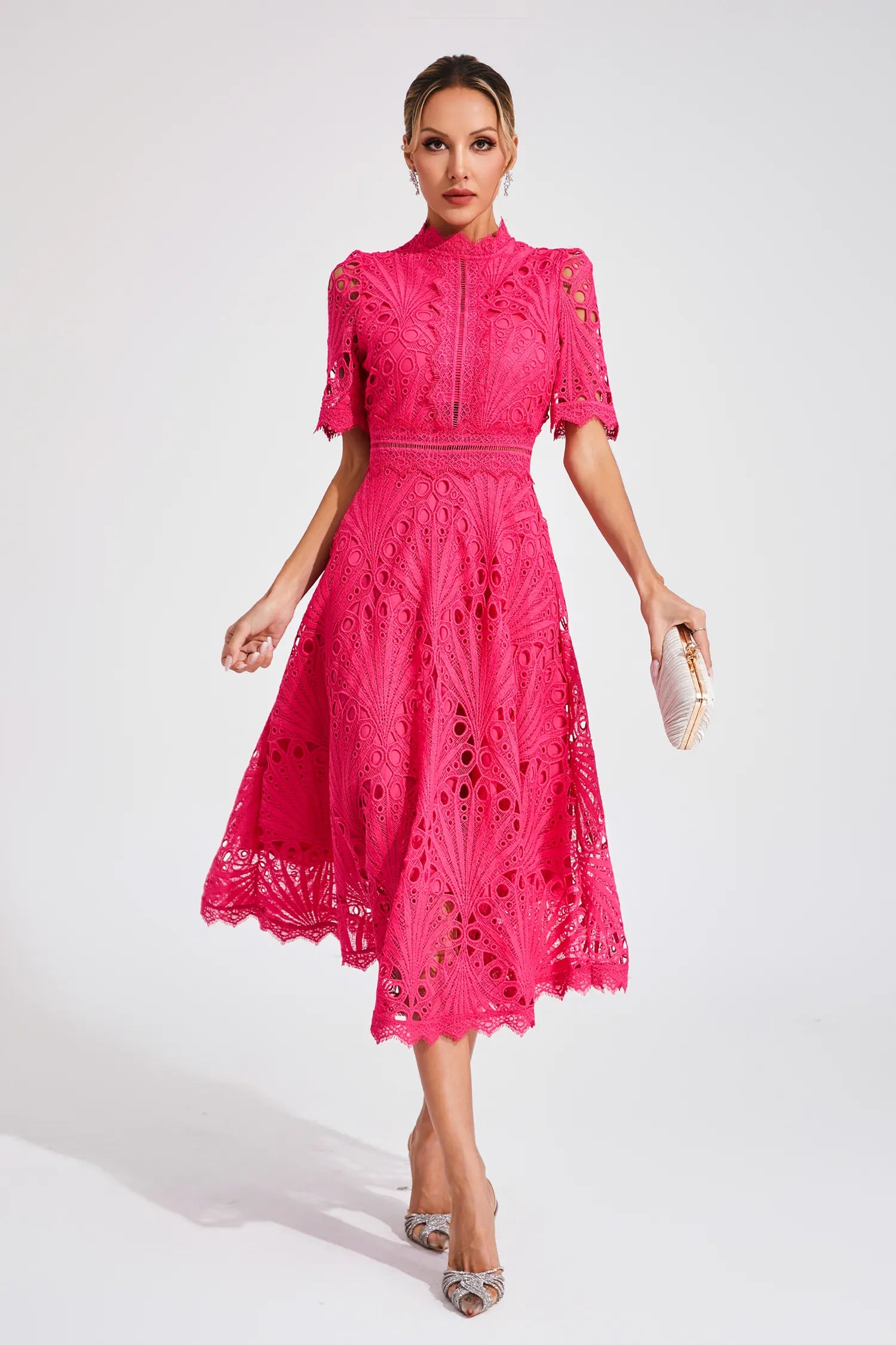 Sofia Abito Midi in Pizzo Romantico
