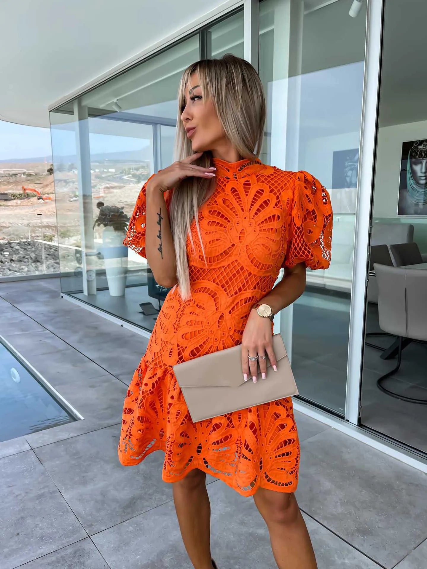 Beatrice Abito Corto in Pizzo Femminile
