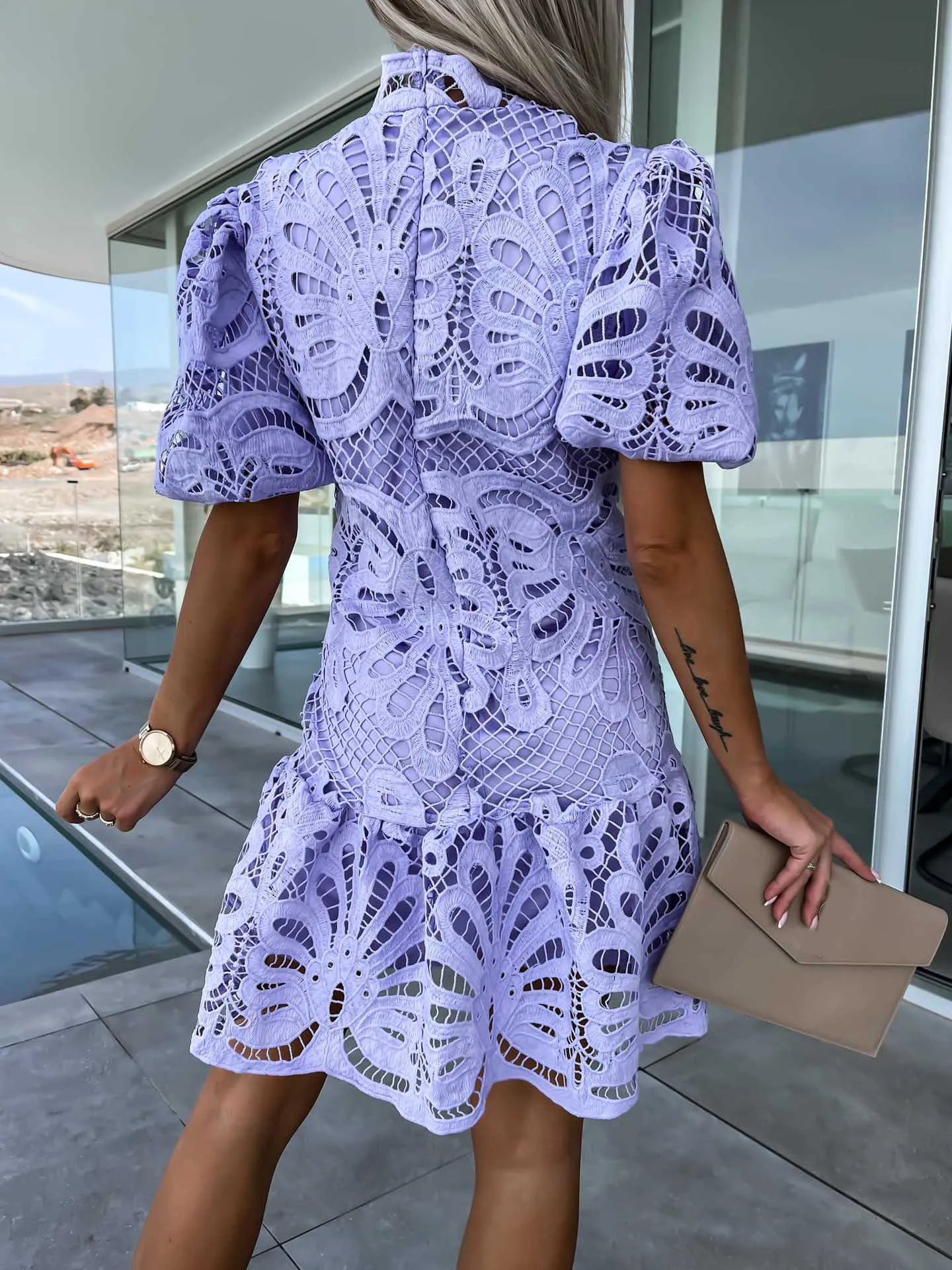 Beatrice Abito Corto in Pizzo Femminile
