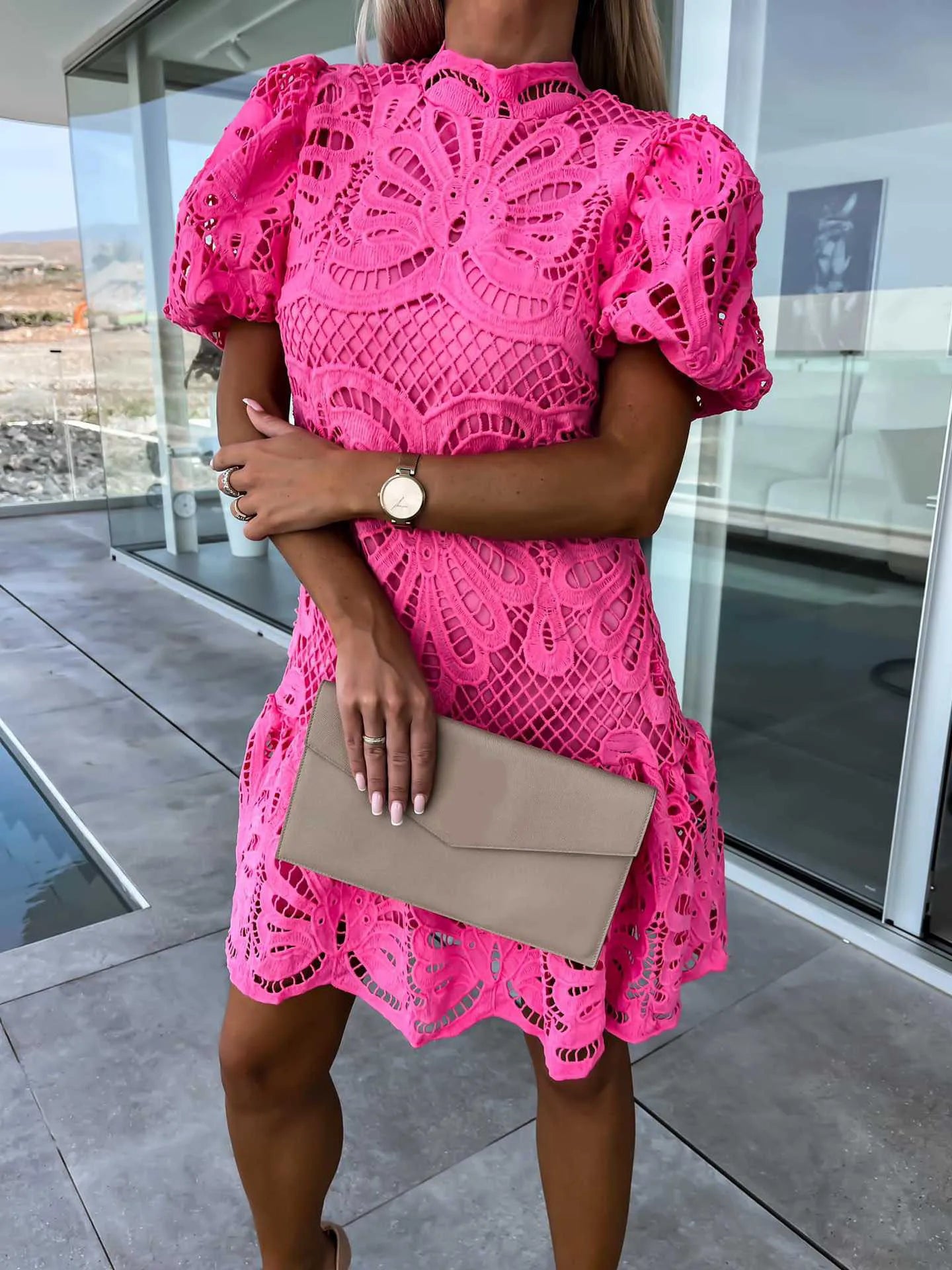 Beatrice Abito Corto in Pizzo Femminile