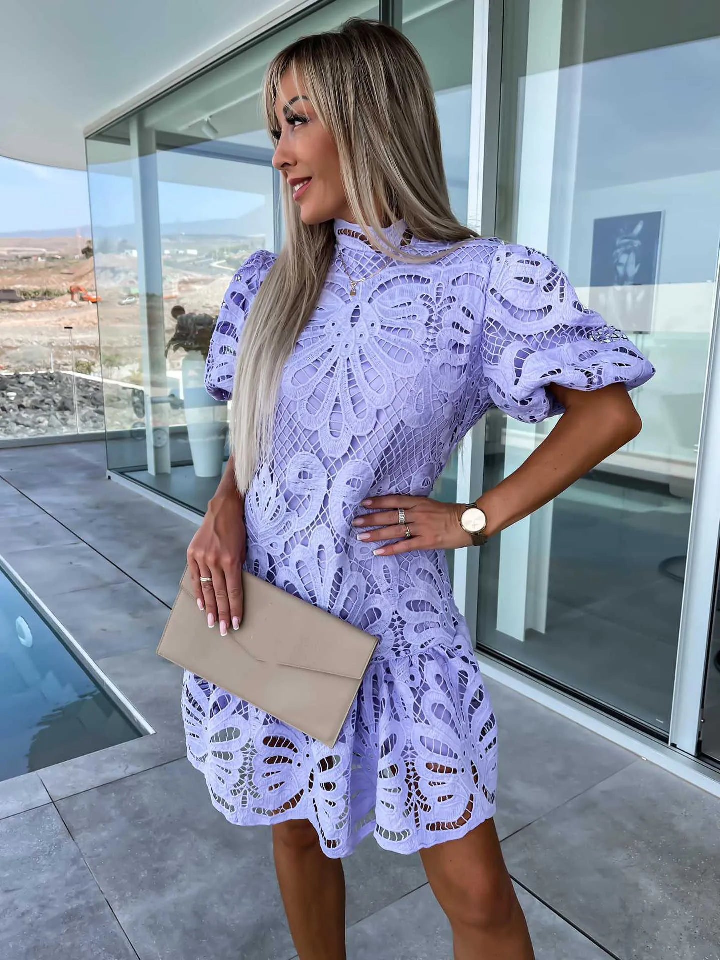 Beatrice Abito Corto in Pizzo Femminile