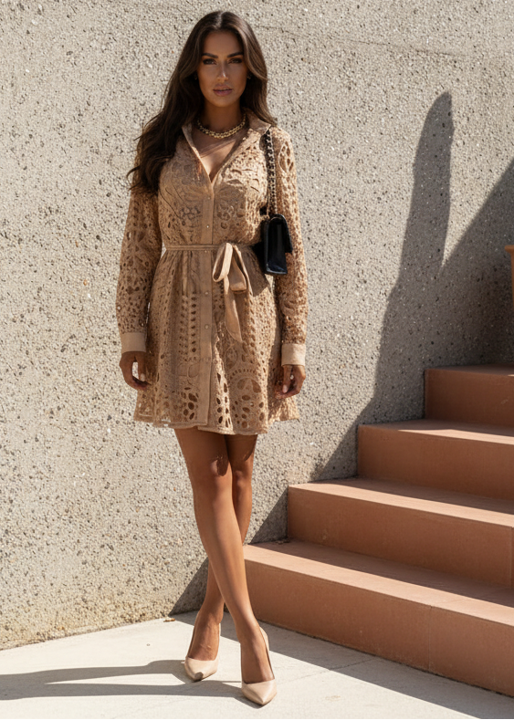 Camilla Abito Camicia in Pizzo Morbido