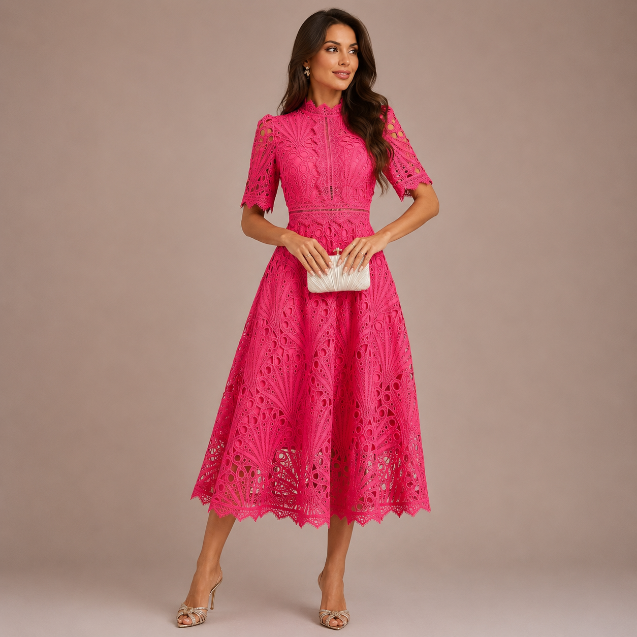 Sofia Abito Midi in Pizzo Romantico