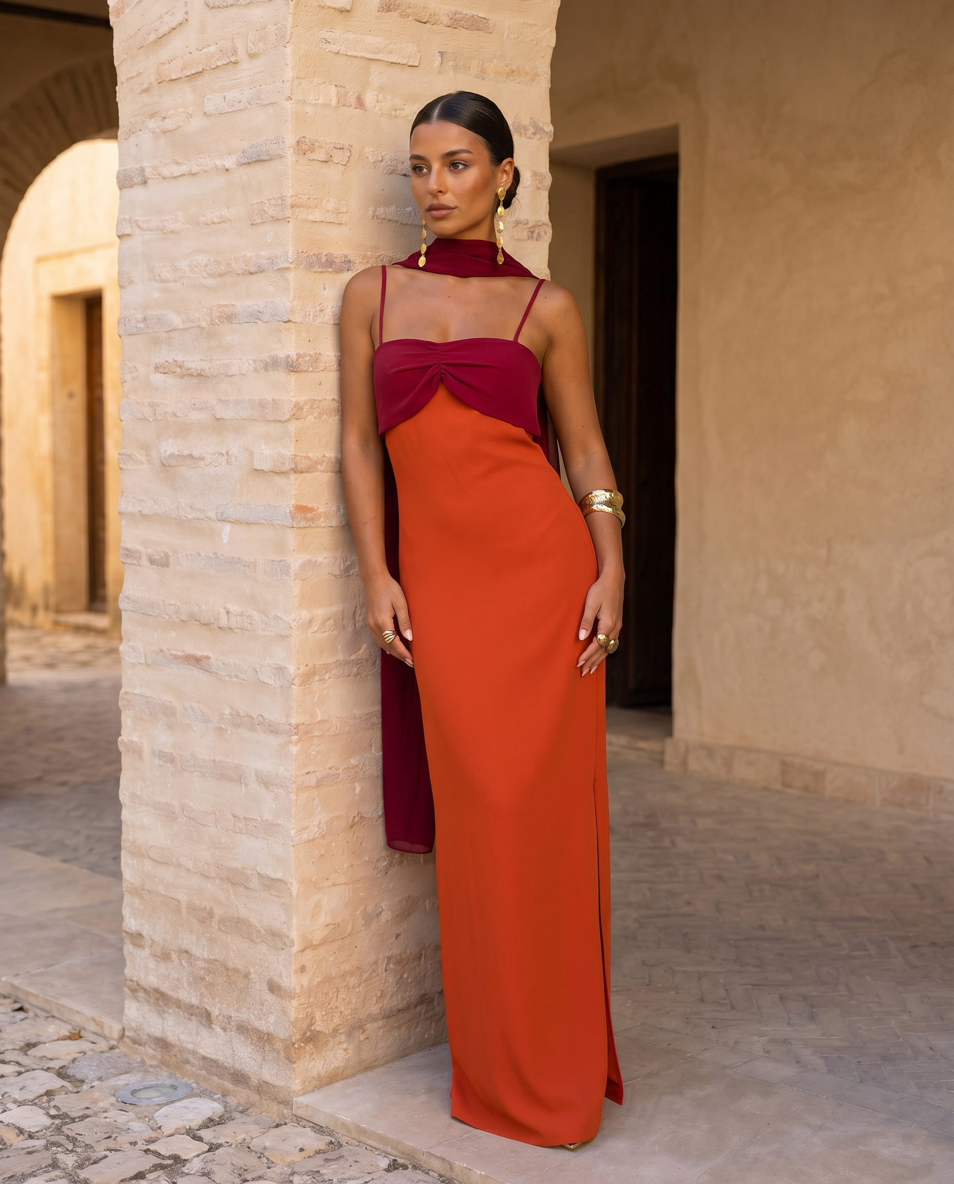 Valessia Abito Maxi Drappeggiato Elegante