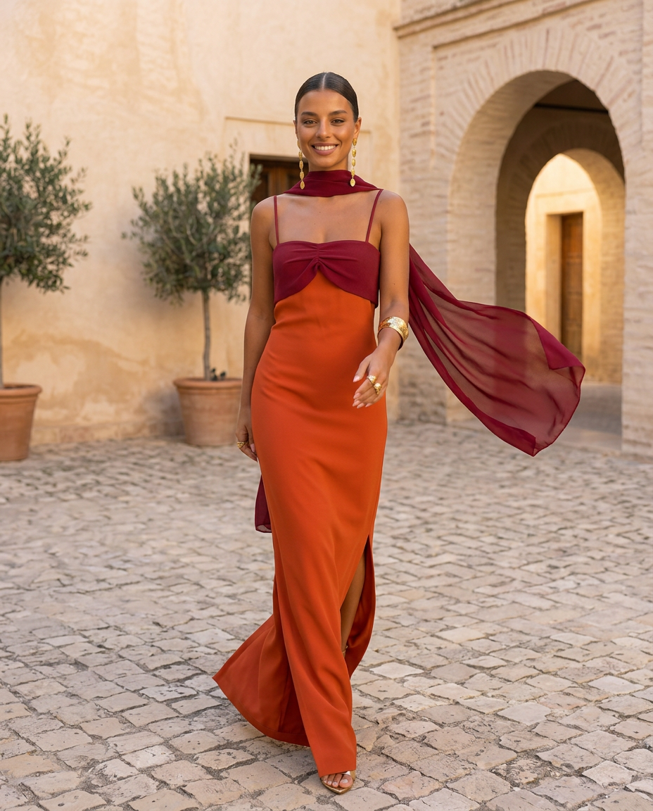 Valessia Abito Maxi Drappeggiato Elegante
