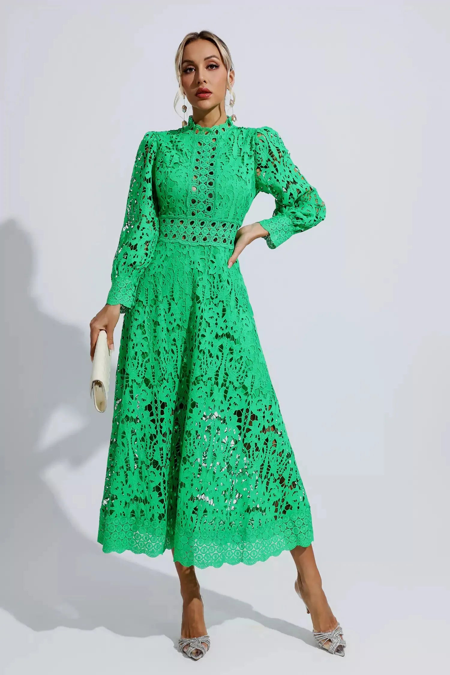 Aurora Abito Midi in Pizzo Elegante