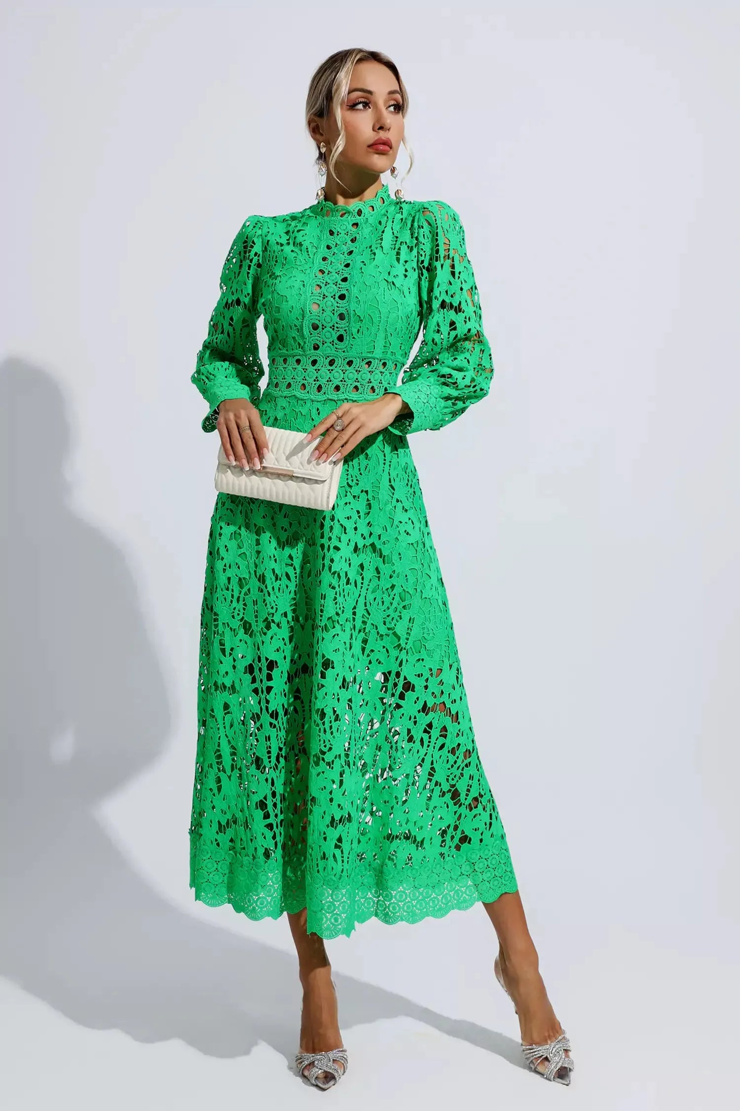 Aurora Abito Midi in Pizzo Elegante